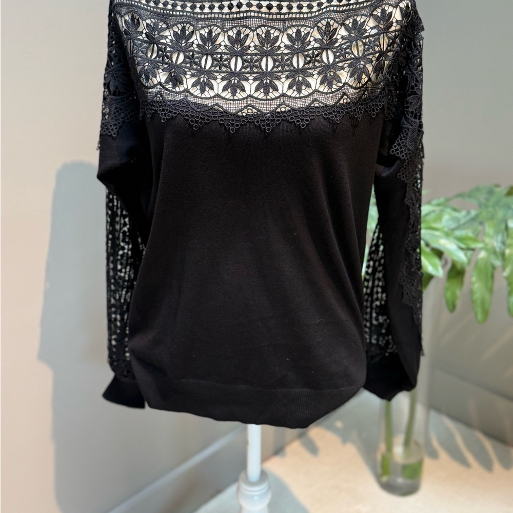 NWT River Island Black Lace Top, Size L